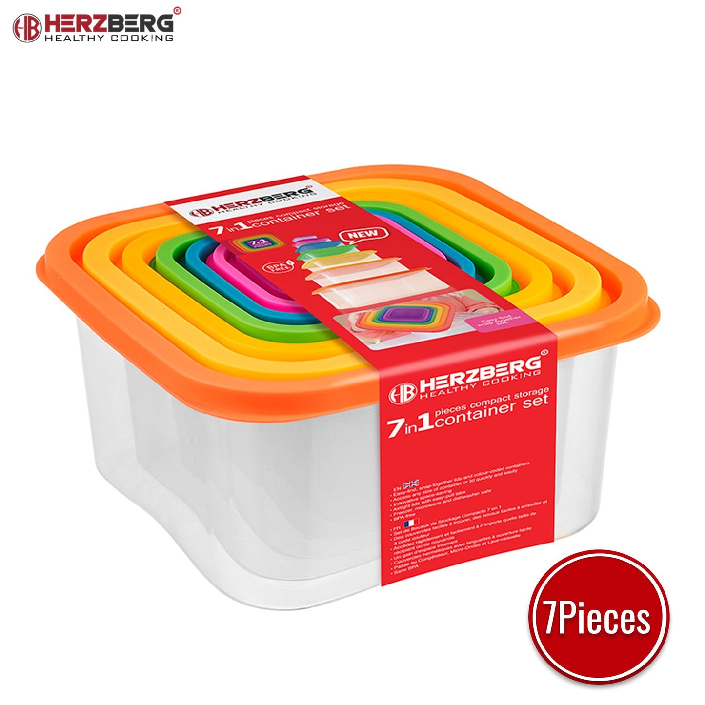 Herzberg 7-in-1 vierkante voedselopslagset - Bivakshop
