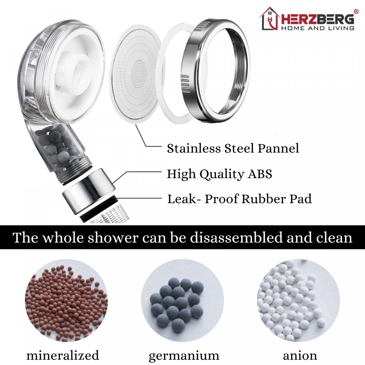 Herzberg HG-5012: Gemineraliseerde douchekop - Bivakshop