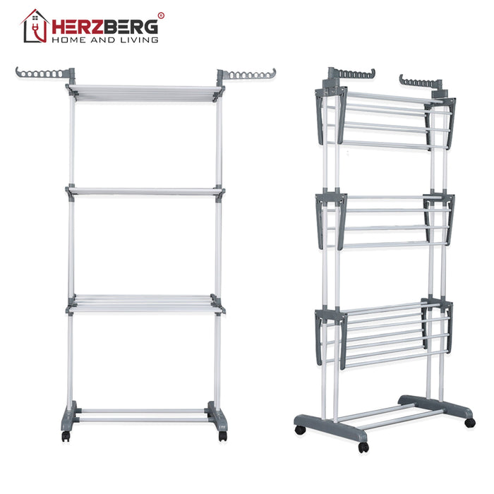 Herzberg HG - 8034GRY: Bewegend Kledingrek - Grijs - Bivakshop