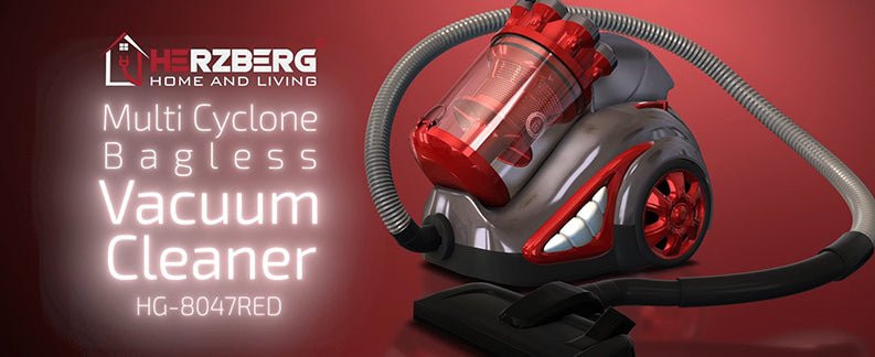 Herzberg HG-8047RED: Stofzuiger zonder zak met meerdere cyclonen - 1200W - Bivakshop