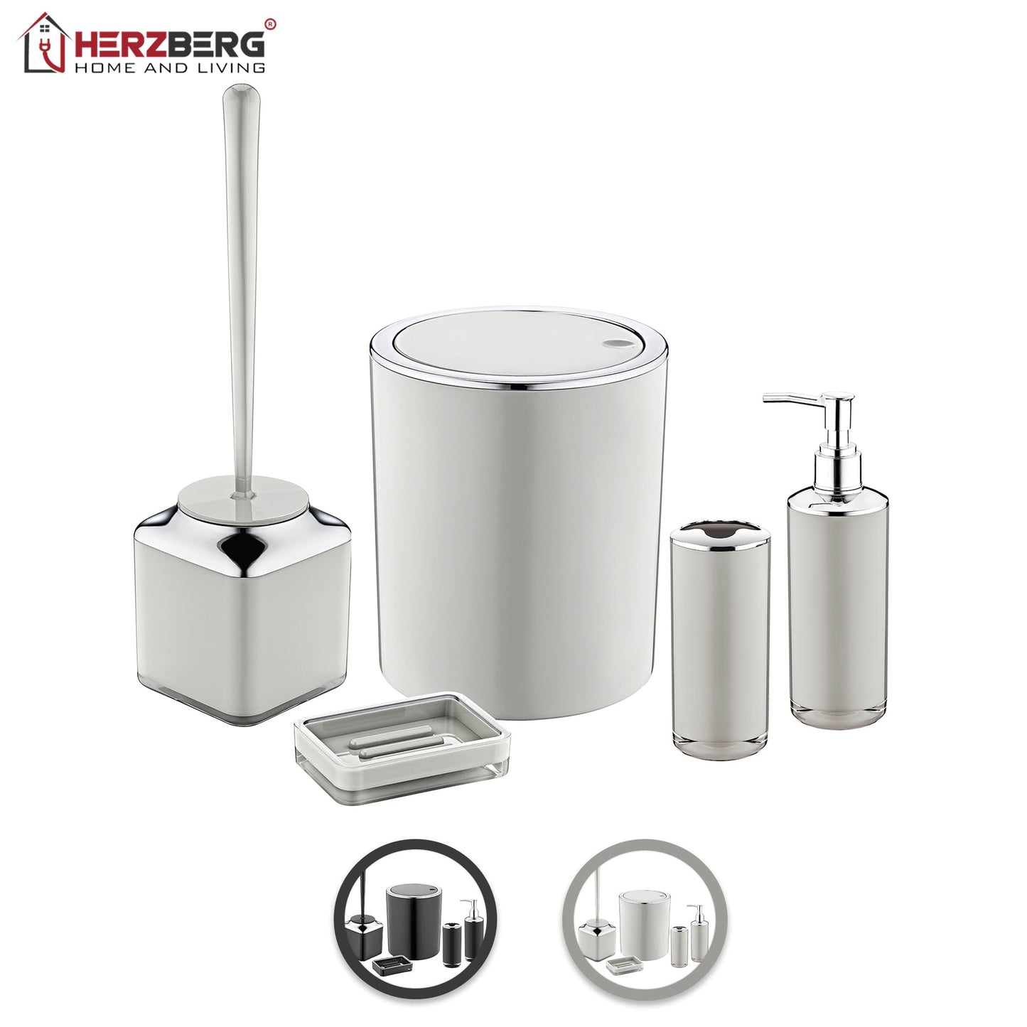 Herzberg HG-OKY6321: 5-delige badkamerset - dubbellaagse kleur grijs - Bivakshop