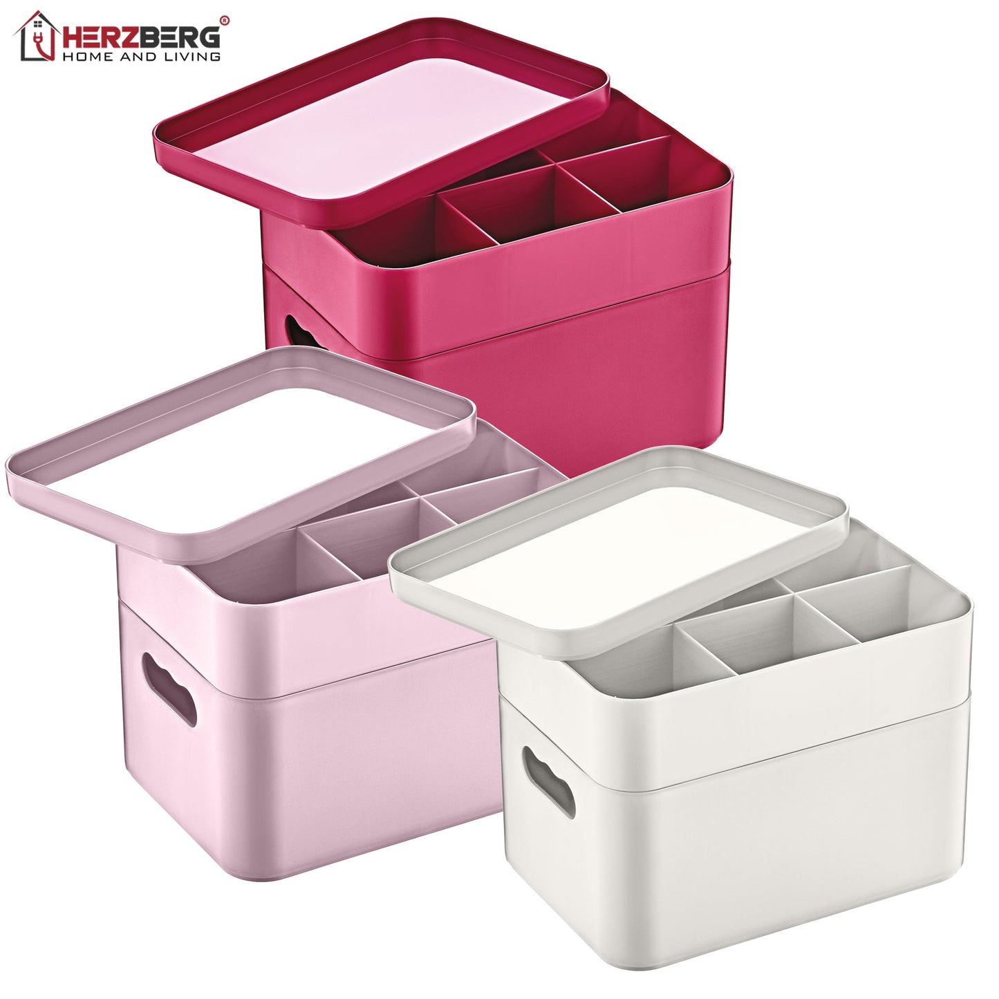 Herzberg HG-OKY676: 2-laags multifunctionele opbergdoos grijs - Bivakshop