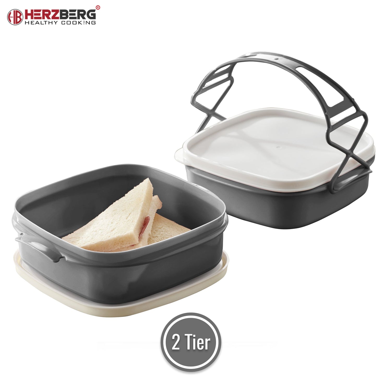 Herzberg Tetra-lunchbox met 2 lagen - BPA vrij - Bivakshop