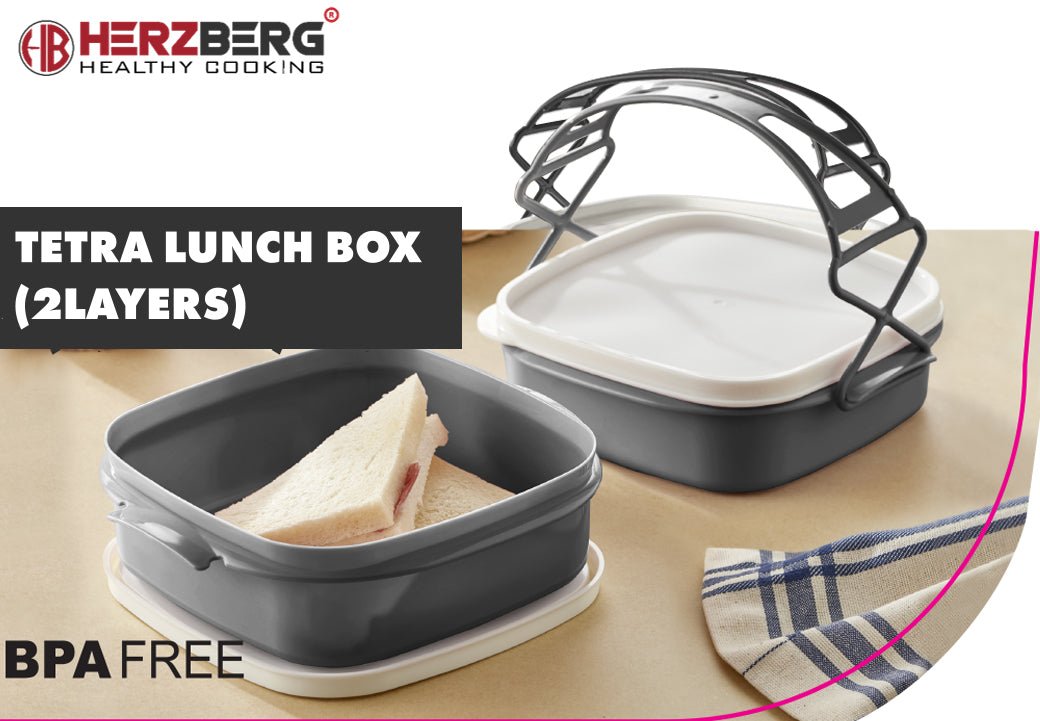 Herzberg Tetra-lunchbox met 2 lagen - BPA vrij - Bivakshop