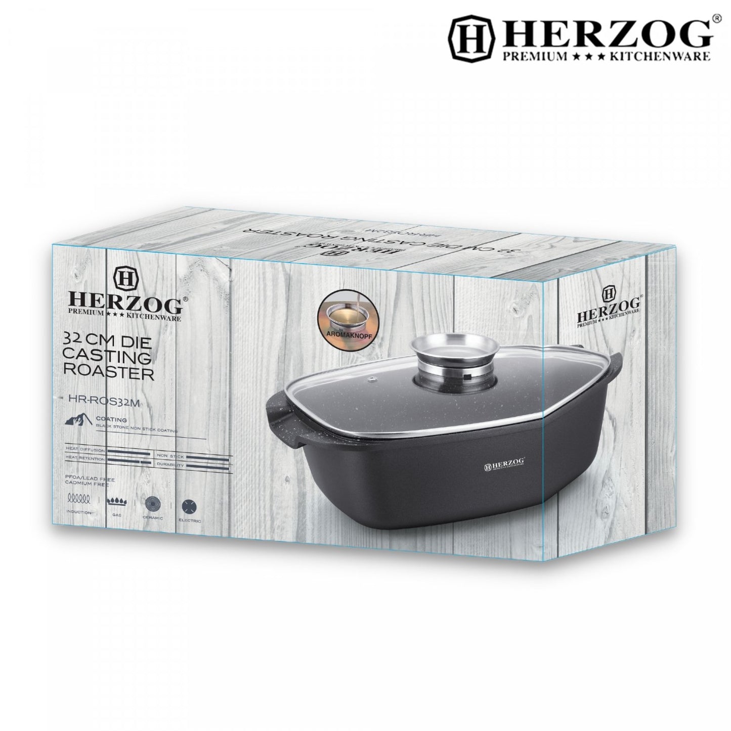 Herzog 32 cm gegoten braadslede - Braadpan - vrij van - Bivakshop