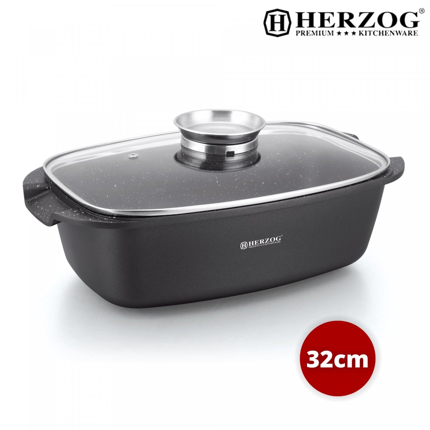 Herzog 32 cm gegoten braadslede - Braadpan - vrij van - Bivakshop