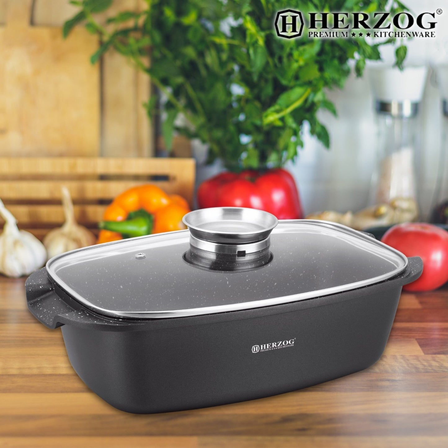 Herzog 32 cm gegoten braadslede - Braadpan - vrij van - Bivakshop