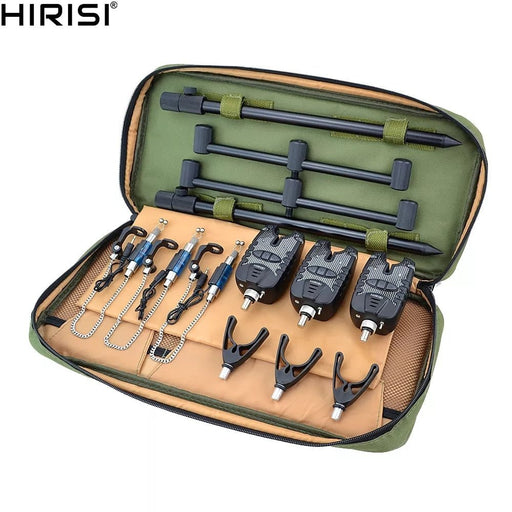 Hirisi Karpervissen draagtas met beetverklikkers, steunen en swingers - Karpervissen draagtas met apparatuur - Voor 2 of 3 hengels - Bivakshop