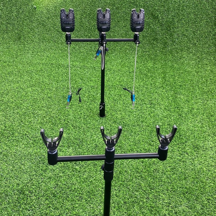 Hirisi Karpervissen draagtas met beetverklikkers, steunen en swingers - Karpervissen draagtas met apparatuur - Voor 2 of 3 hengels - Bivakshop