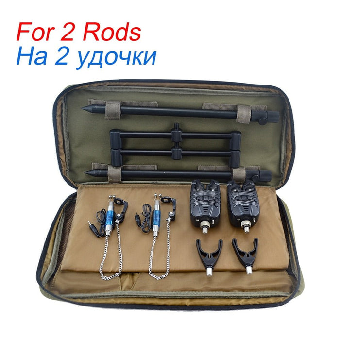 Hirisi Karpervissen draagtas met beetverklikkers, steunen en swingers - Karpervissen draagtas met apparatuur - Voor 2 of 3 hengels - Bivakshop