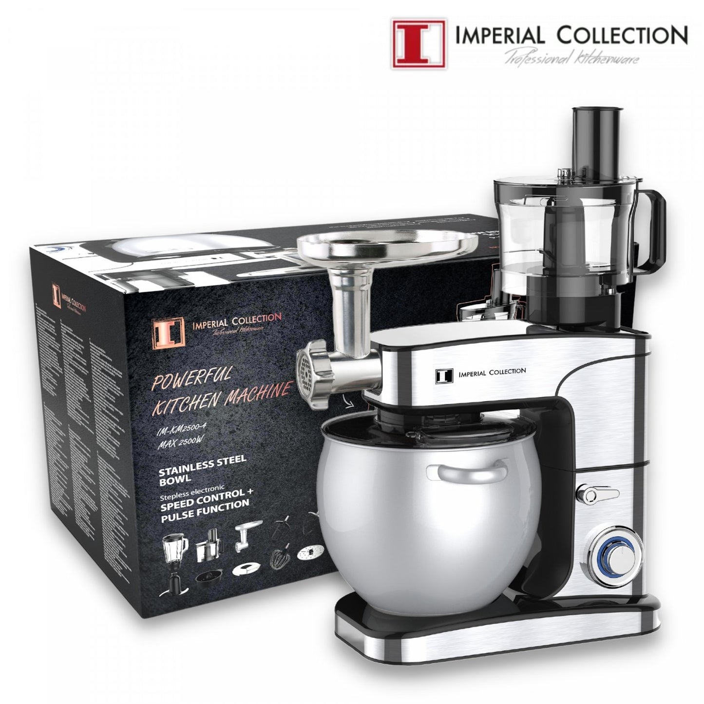 Imperial Collection ontwikkelde Keukenmixer, Vleesmolen En Citruspers in 1 - IM-KM2500 - Bivakshop