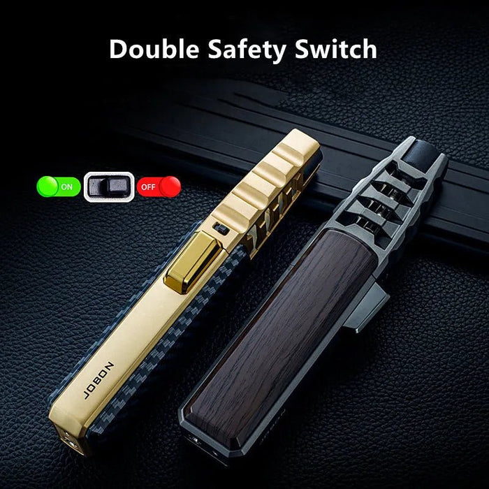 Jobon metal outdoor winddicht turbine aansteker - Krachtige blauwe vlam - Ideaal voor BBQ, lassen en meer! - Bivakshop