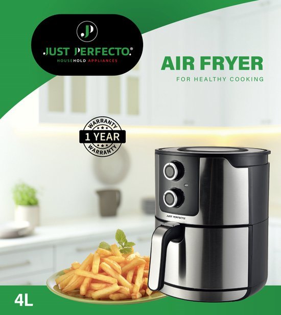 Just Perfecto JL-05: 1400 W Airfryer dubbele knopbediening - 4L - Bivakshop