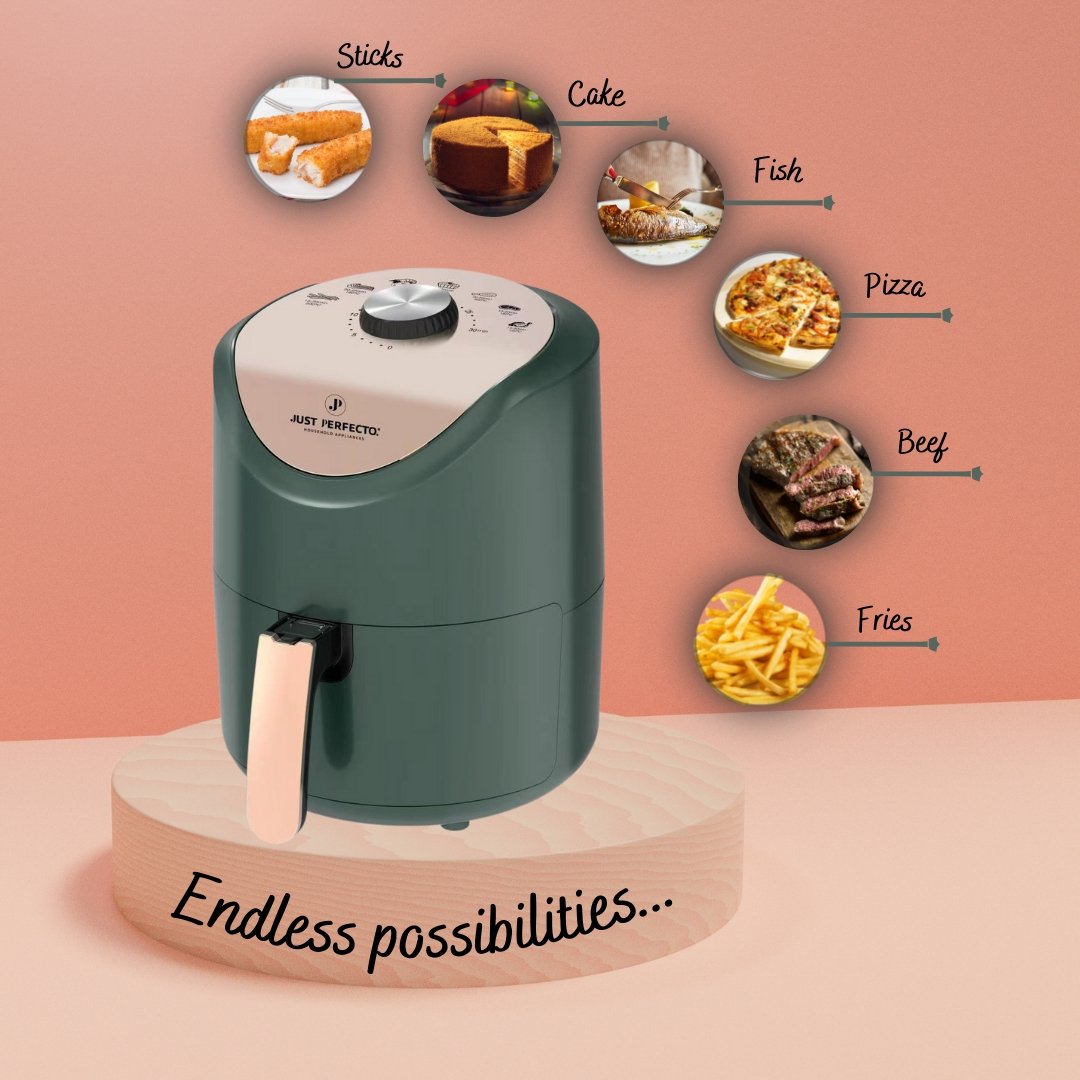 Just Perfecto JL-15: 1200W Airfryer Heteluchtfriteuse met draaiknopbediening - 3,5L - Bivakshop