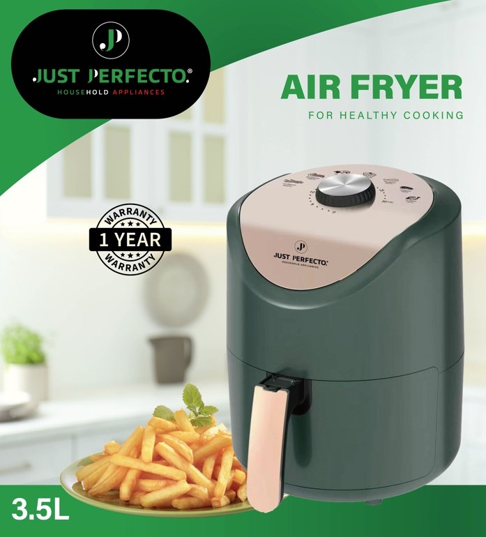 Just Perfecto JL-15: 1200W Airfryer Heteluchtfriteuse met draaiknopbediening - 3,5L - Bivakshop