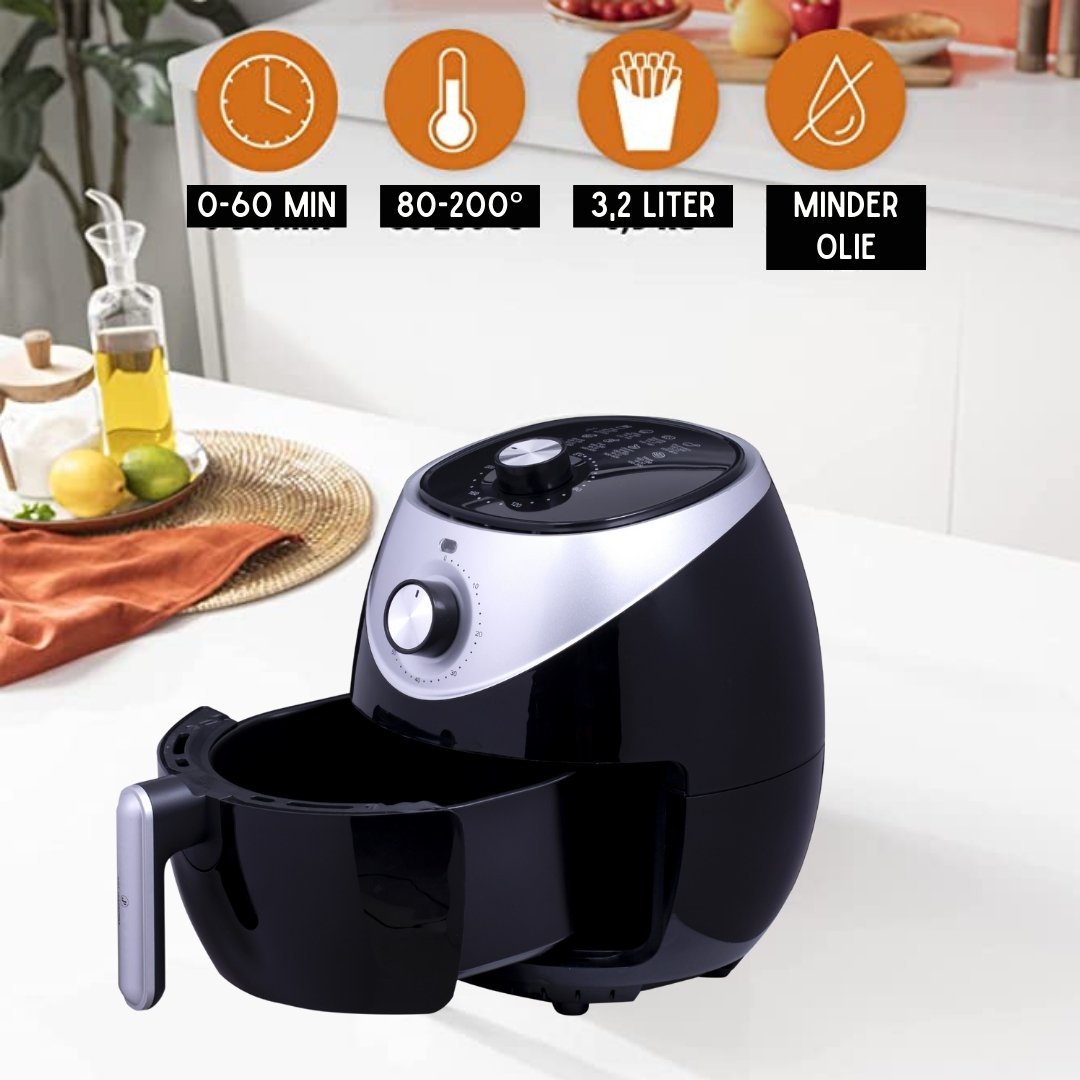 Just Perfecto JL-21: 1400W heteluchtfriteuse met knopbediening - 3,2L - Bivakshop