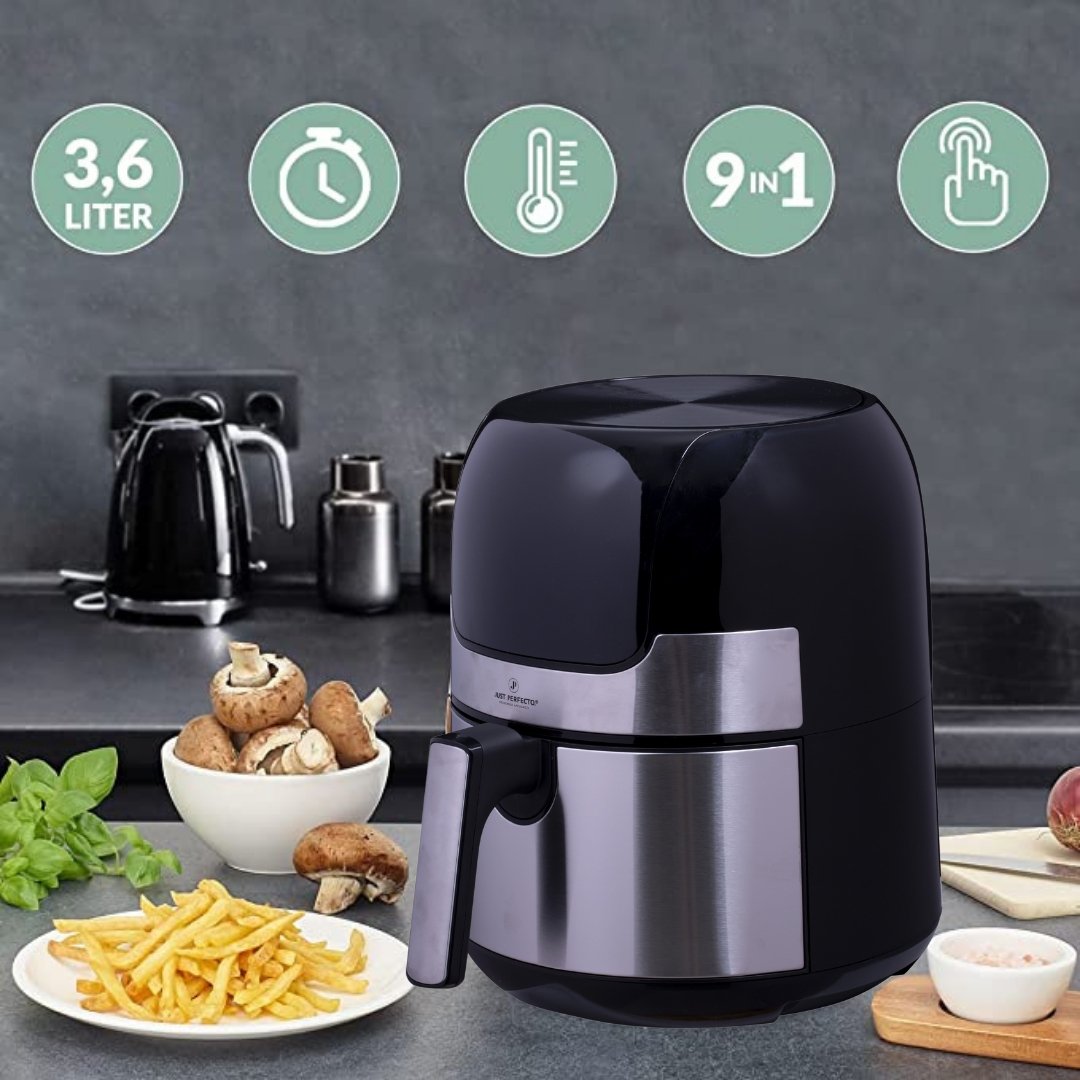 Just Perfecto JL-23: 1400W - Led-touchscreen Heteluchtfriteuse met Grillplaat S/S - 3,5L - Bivakshop