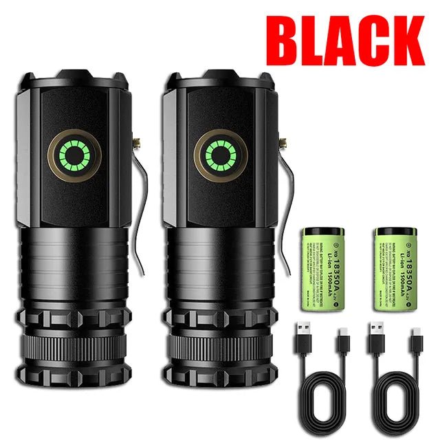 Krachtige mini EDC LED zaklamp 2000lm - USB Oplaadbaar - Camping lantaarn - Compact en draagbaar - Bivakshop
