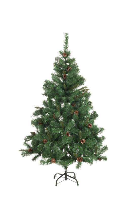 Kunstkerstboom - Spar Met Dennenappels - Kerstdecoratie Voor Binnen - 980 Takken - 210 Cm - Groen - Bivakshop