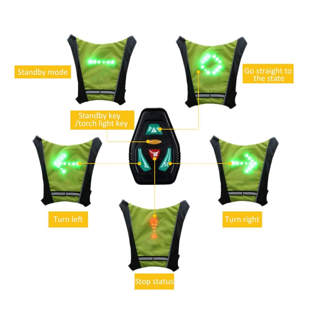 Led draadloze richtingaanwijzer vest - Mannen - Reflecterend - 2 kleuren - Bivakshop