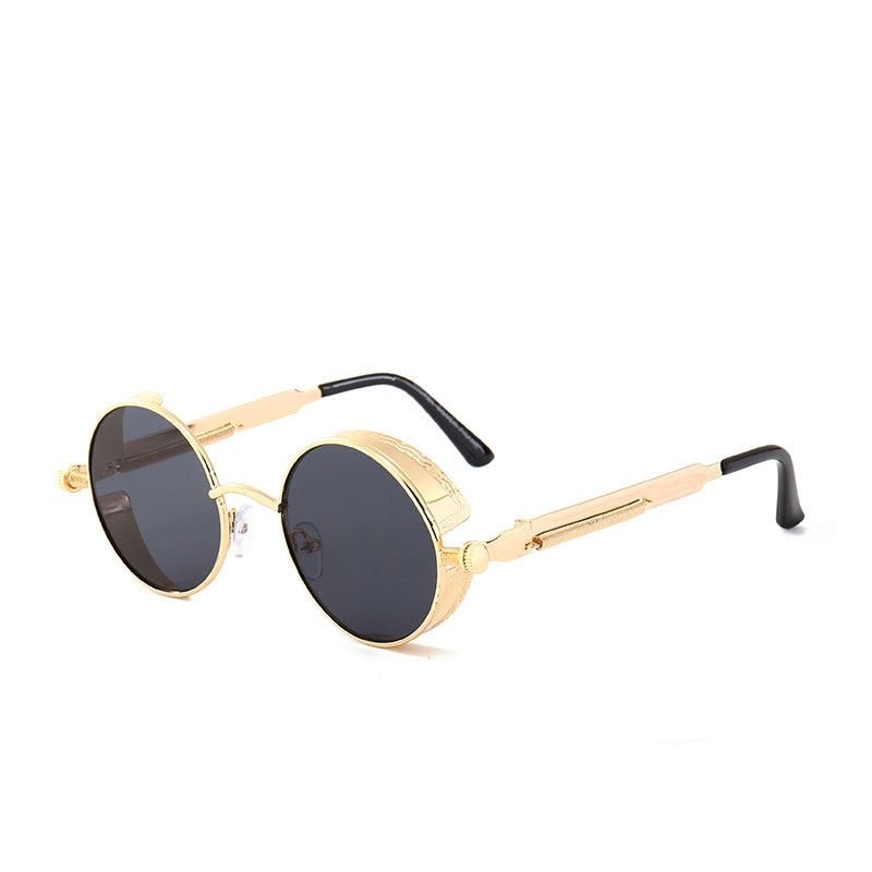 Metalen steam punk stijl zonnebril - Mannen - Retro ronde zonnebril - 6 kleuren - UV 400 - Bivakshop