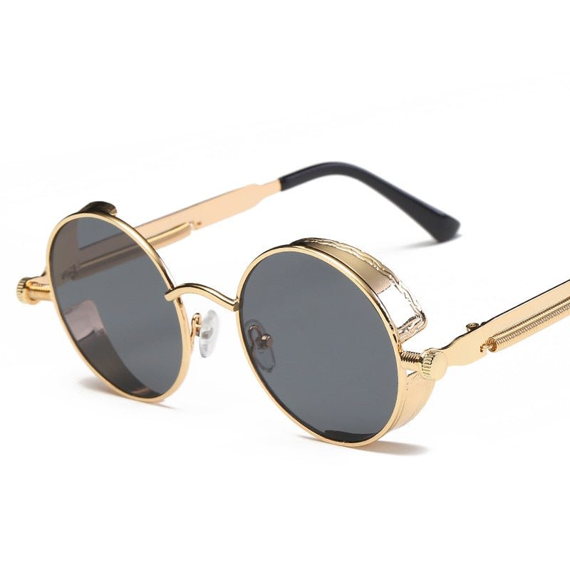 Metalen steam punk stijl zonnebril - Mannen - Retro ronde zonnebril - 6 kleuren - UV 400 - Bivakshop