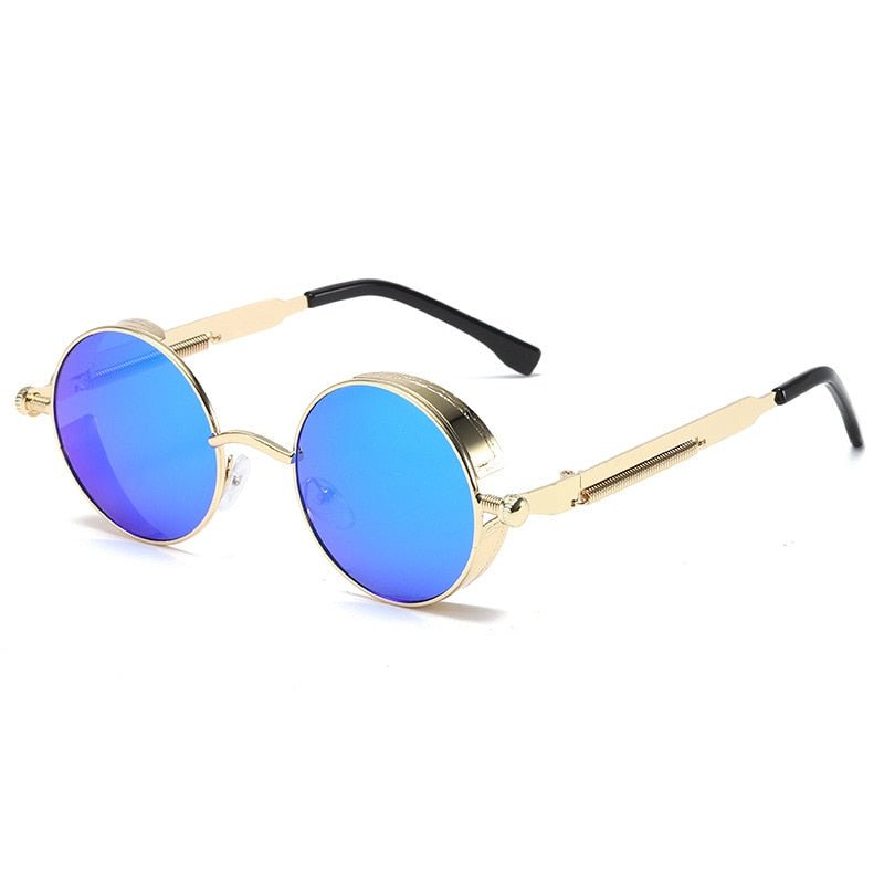 Metalen steam punk stijl zonnebril - Mannen - Retro ronde zonnebril - 6 kleuren - UV 400 - Bivakshop