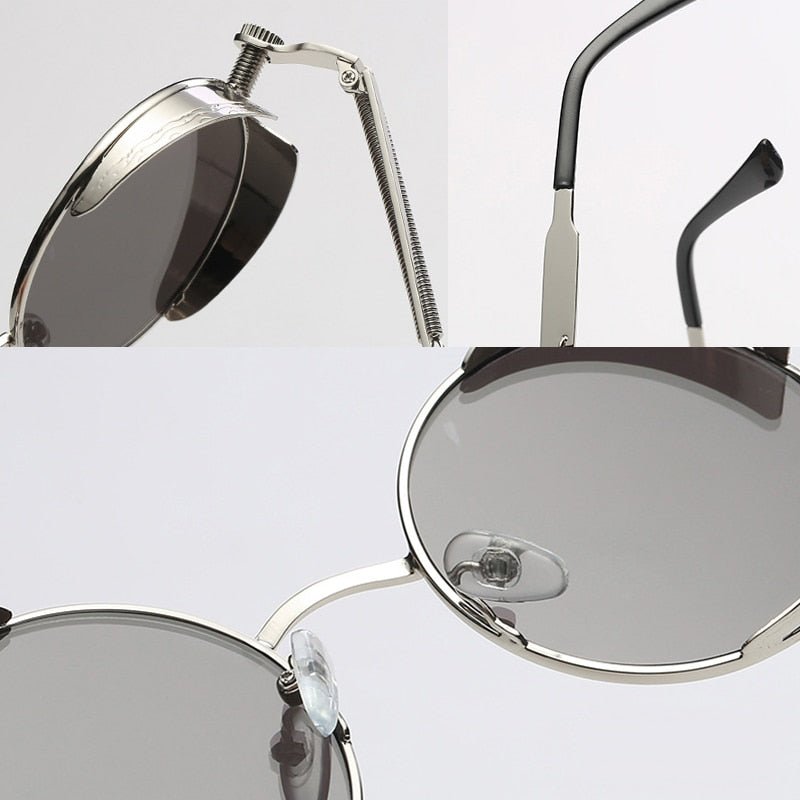 Metalen steam punk stijl zonnebril - Mannen - Retro ronde zonnebril - 6 kleuren - UV 400 - Bivakshop