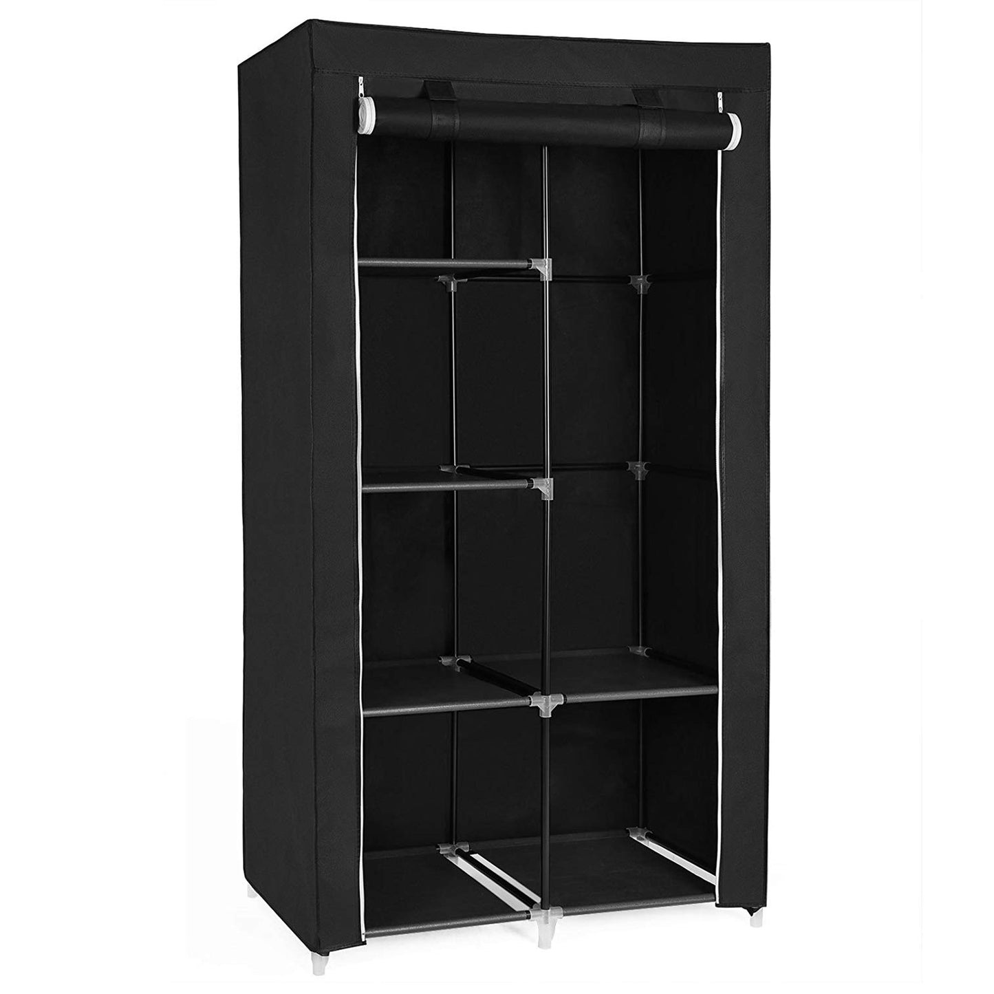 Opbergkast - Klein Grijs - Kledingkast - Stoffen deur - 5 planken - Bivakshop