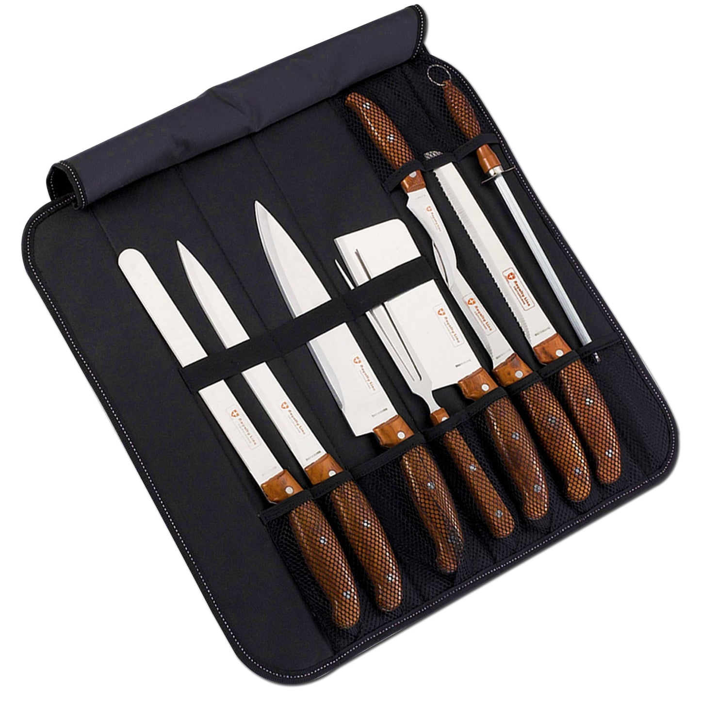 Royalty-lijn RL-K9C; Messenset met leren etui (9 stuks) - Roestvrij staal - Bivakshop