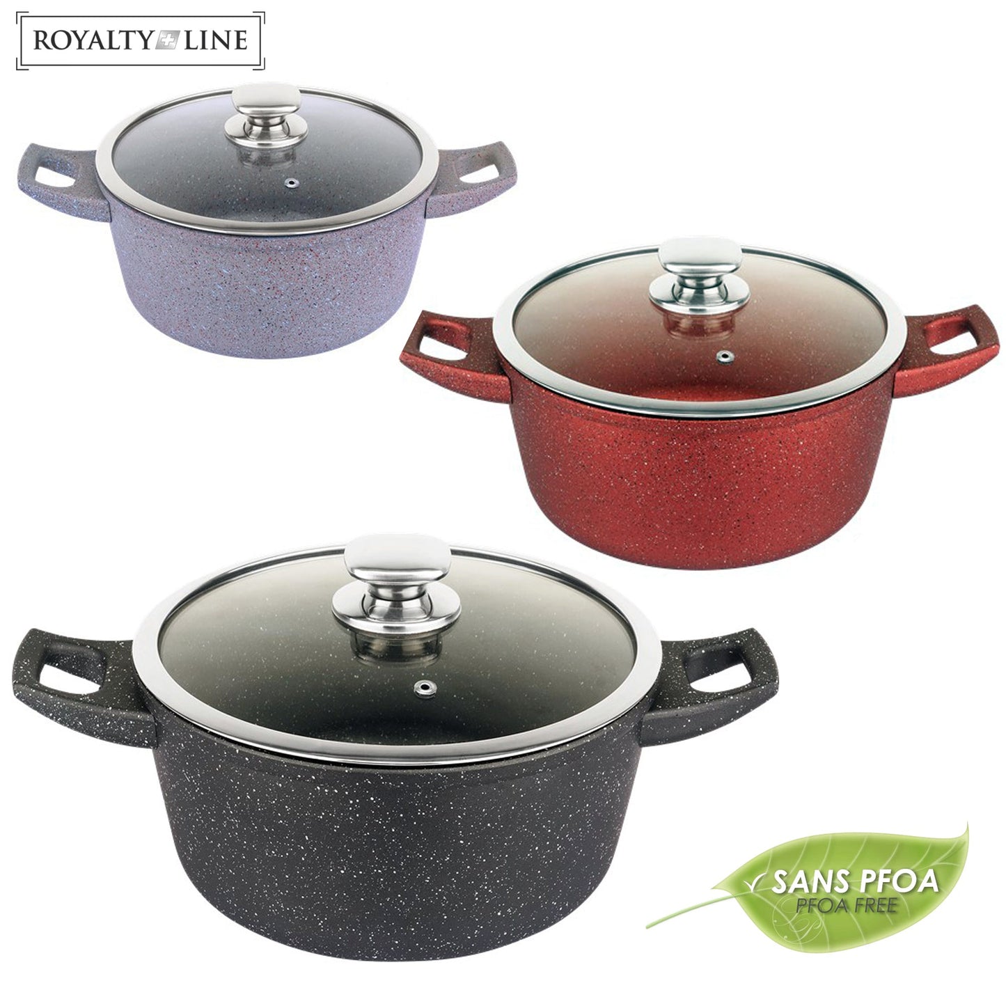 Royalty Line gesmede aluminium anti-aanbak marmeren kookpot - 30 cm grijs - Bivakshop