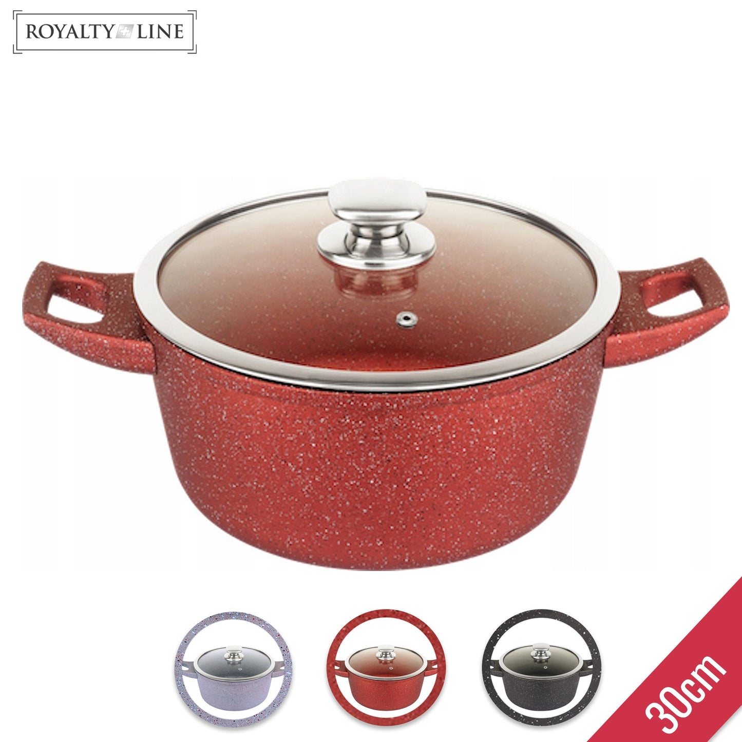 Royalty Line gesmede aluminium anti-aanbak marmeren kookpot - 30 cm grijs - Bivakshop