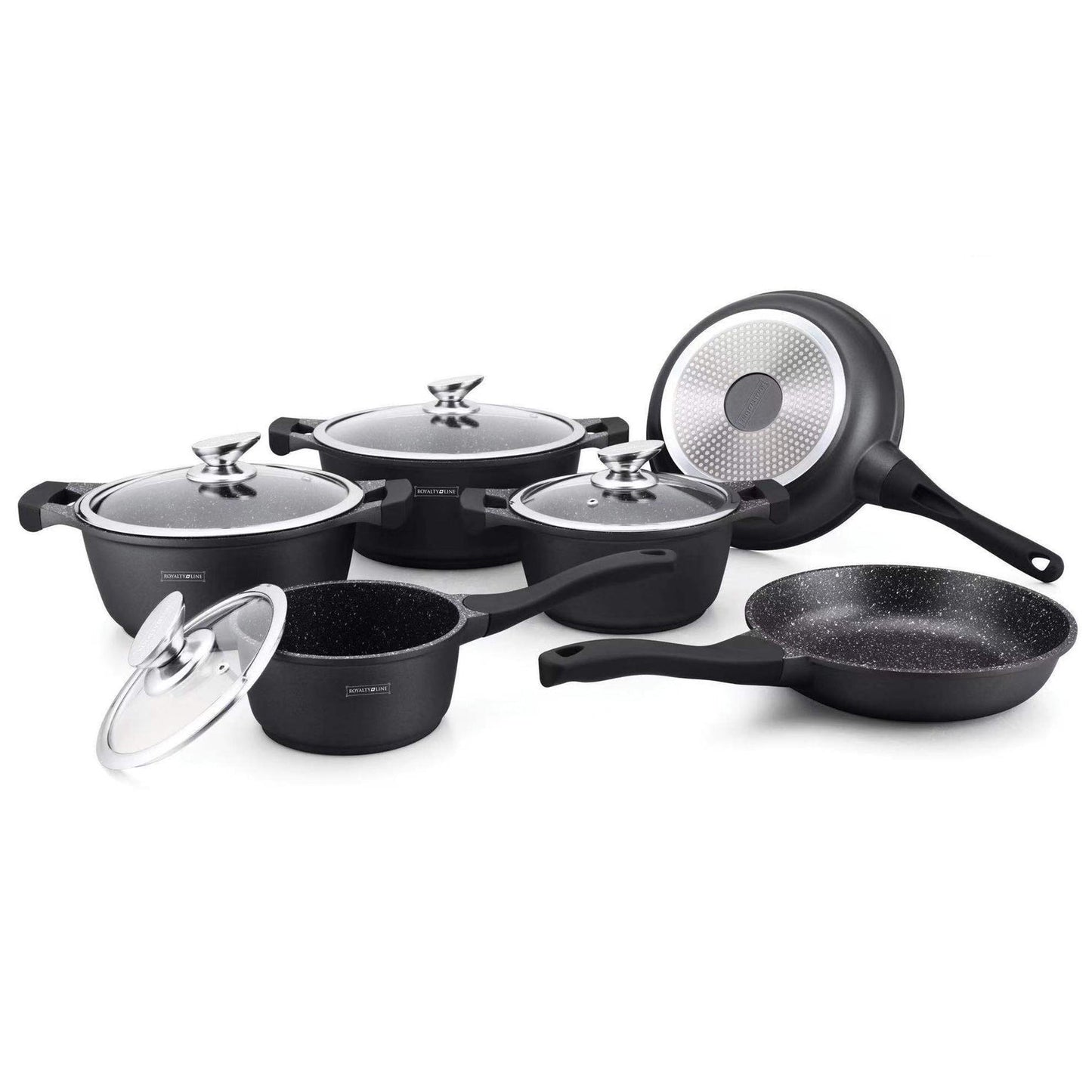 Royalty Line - Pannenset 10 delig marmeren coating- Zwart - Limited - Zonder giftige stoffen - Bivakshop