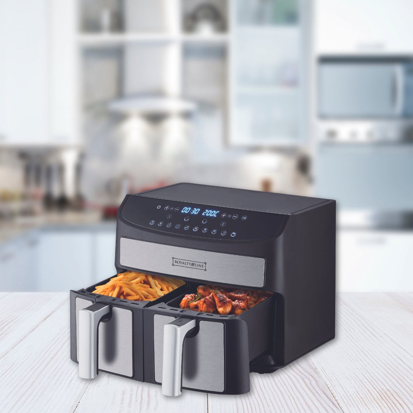 Royalty Line RL-AF5409: Airfryer met dubbele mand - 2000W - Bivakshop