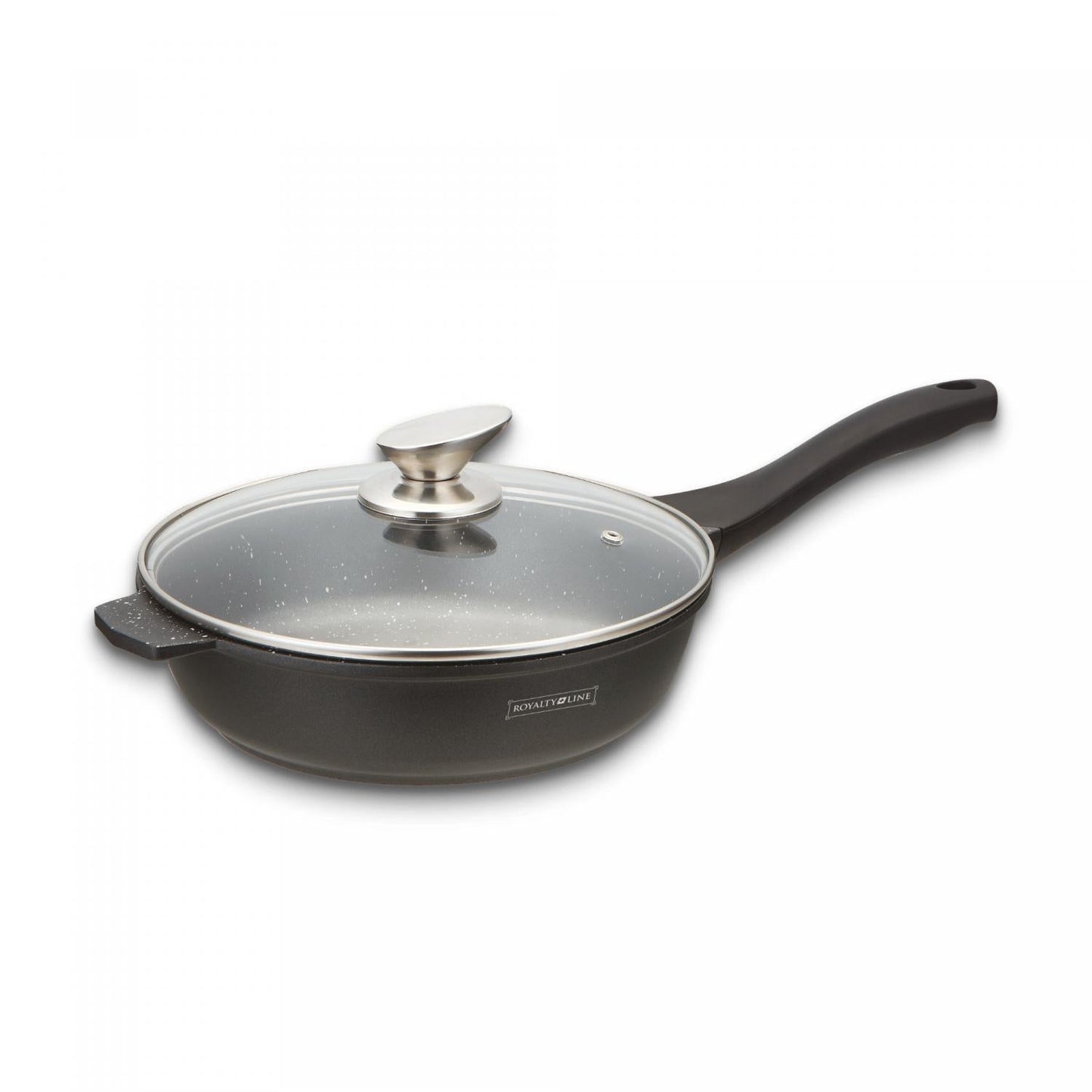 Royalty Line RL-BDF24-M: 24 cm met marmer gecoate kookpan met glazen deksel - Bivakshop