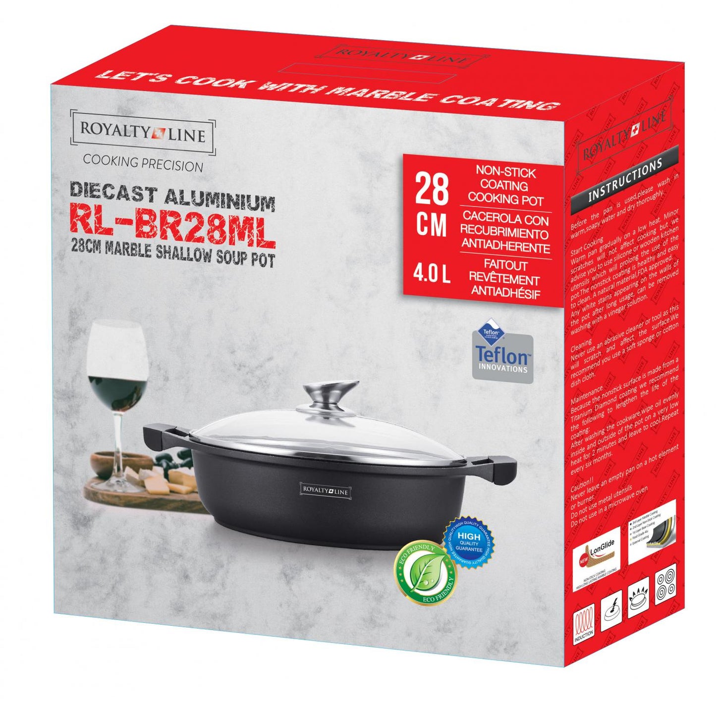 Royalty Line RL-BR28M: marmeren ondiepe soeppan 28cm - Bivakshop