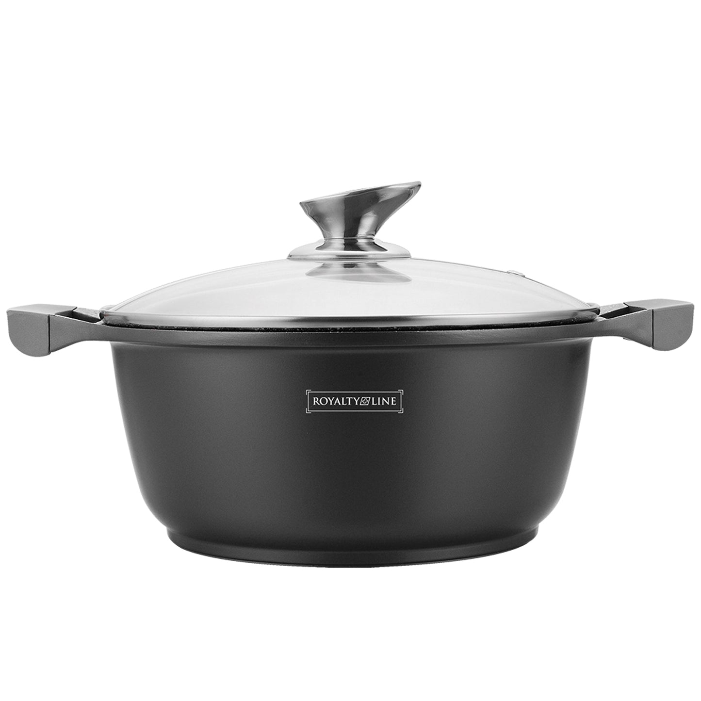 Royalty Line RL-BS28M: Kookpot met marmercoating en glazen deksel - 28 cm - Bivakshop