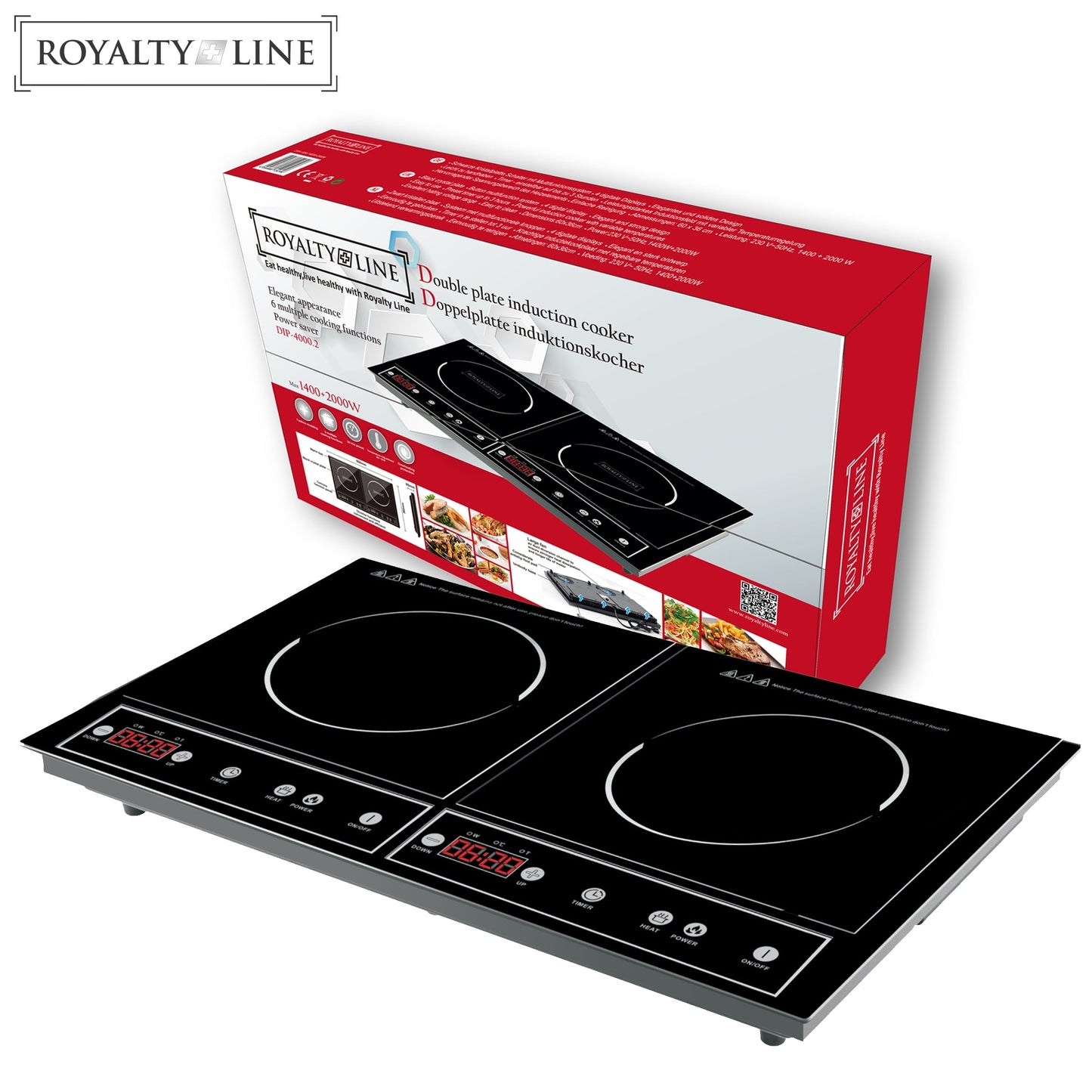 Royalty Line RL-DIP4000.2: Inductiekookplaat met dubbele plaat - Bivakshop