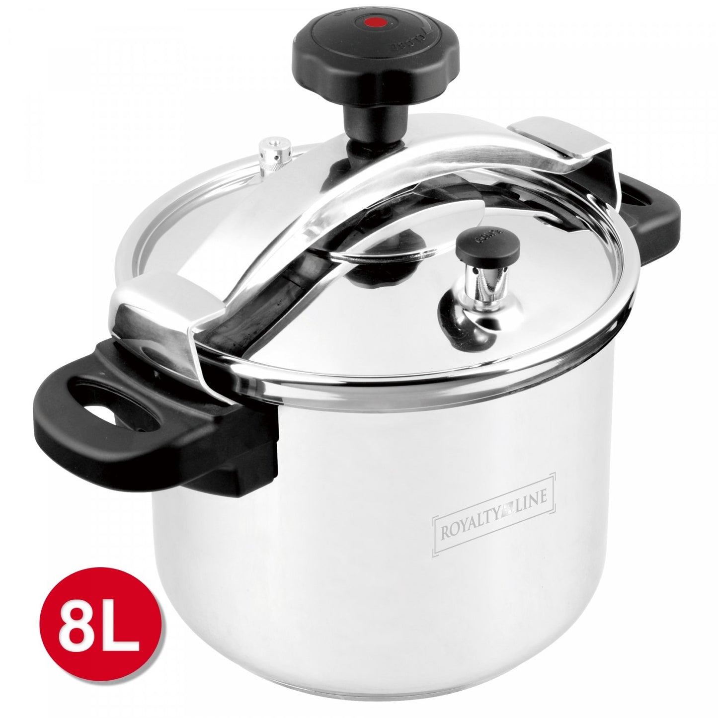Royalty Line RL-DSK8: 8L Roestvrijstalen Snelkookpan - 24 cm - alle kookplaten - Bivakshop