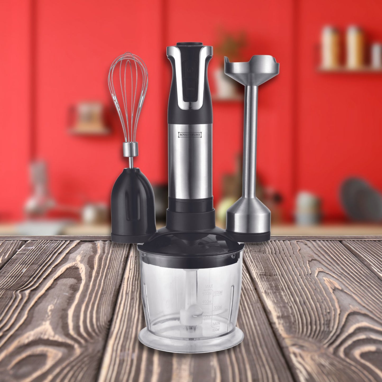 Royalty Line RL-ESMS800: 3-in-1 staafmixer, garde, hakmolen met 2 snelheden - 800 W - Bivakshop