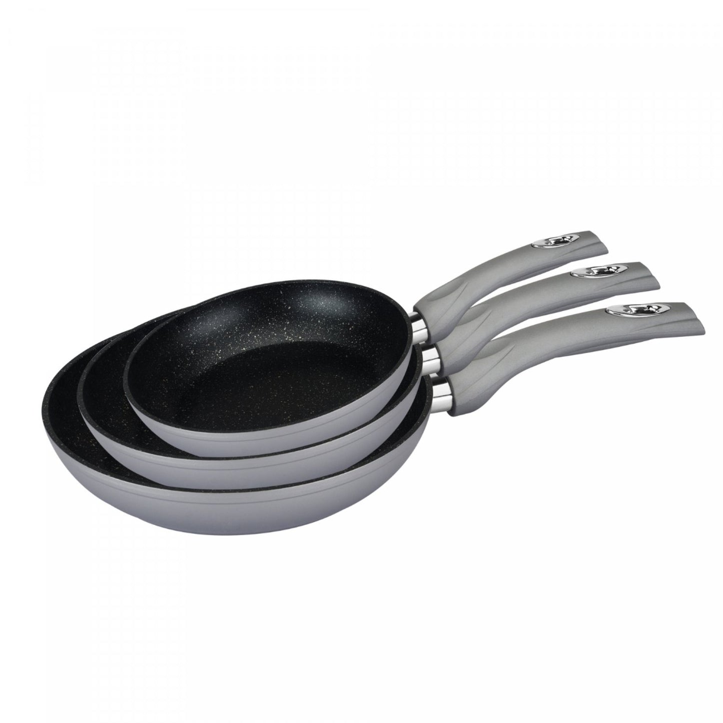 Royalty Line RL-FM3F: marmercoating gesmeed aluminium 3-delige koekenpannenset - Bivakshop