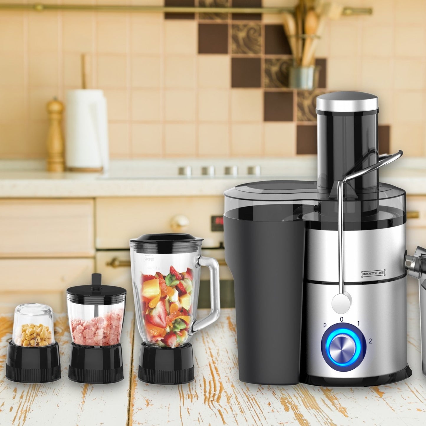 Royalty Line RL-PJ19003: 4-in-1 Sapcentrifuge, Blender, Chopper & Grinder - Bivakshop