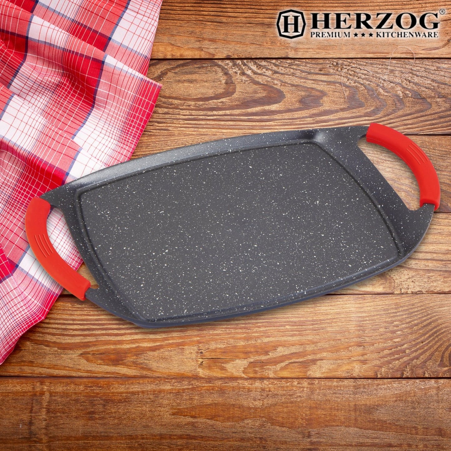 Steenbakplaat met Anti-aanbaklaag - Herzog - 47cm - Bivakshop