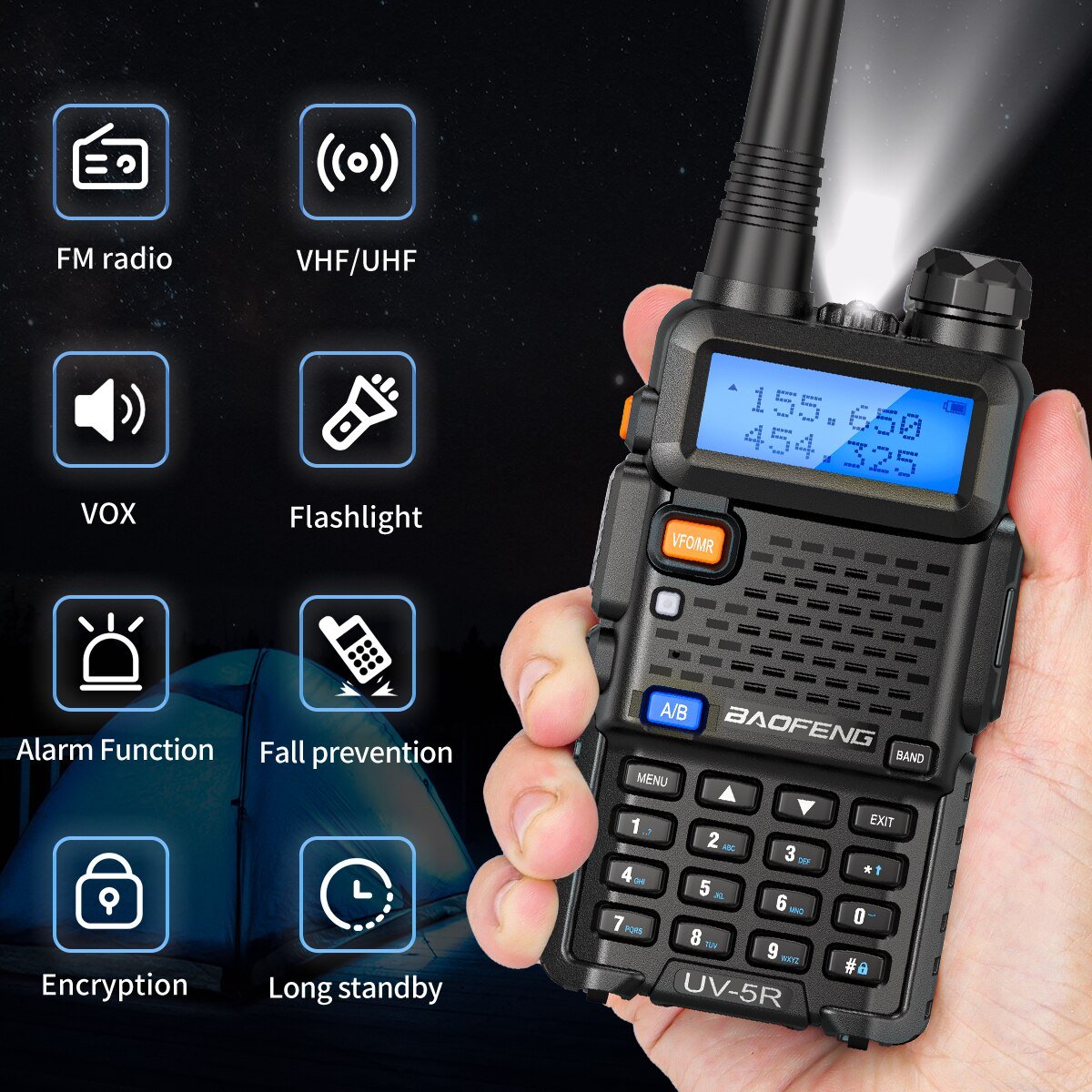 UV-5R Walkie Talkie - 5W Dual Band VHF UHF FM Transceiver - Draagbare Ham CB Radio - Bivakshop