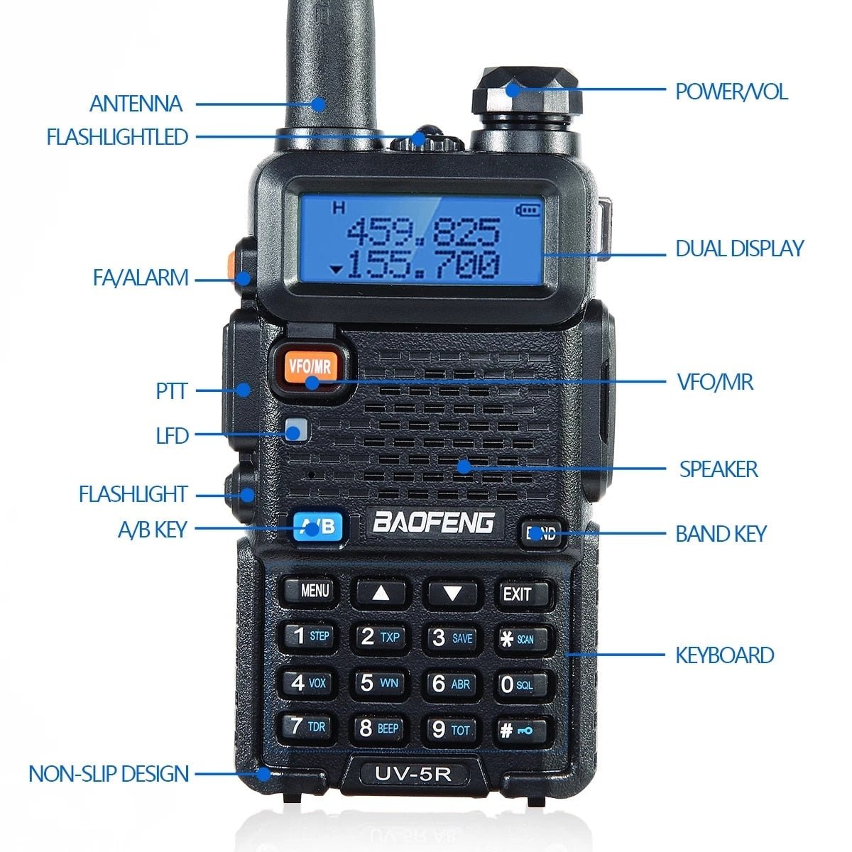 UV-5R Walkie Talkie - 5W Dual Band VHF UHF FM Transceiver - Draagbare Ham CB Radio - Bivakshop