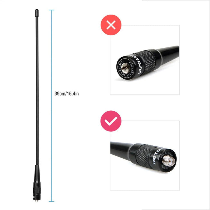 Walkie-talkie antenne SMA-F RHD-771 VHF UHF dual band - Bivakshop