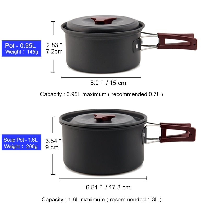 Widesea Camping Pannenset - Compleet kook- en servies kit - Bivakshop