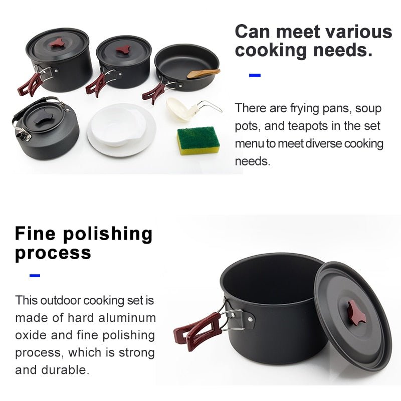 Widesea Camping Pannenset - Compleet kook- en servies kit - Bivakshop