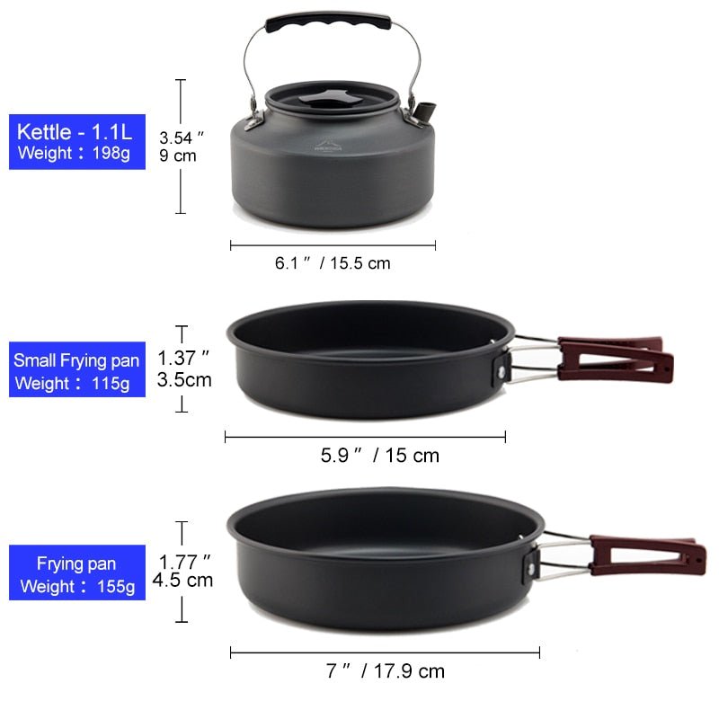 Widesea Camping Pannenset - Compleet kook- en servies kit - Bivakshop