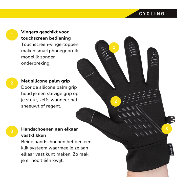 Paar zwart-grijze ademende fietshandschoenen in maat XL met padding in de handpalm - Bivakshop.nl